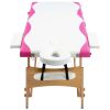 Foldable Massage Table 3 Zones Wood White and Pink