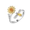 Adjustable Sunflower Rotating Ring With Zicron Simple Versatile Popular Anxiety Relief Ring