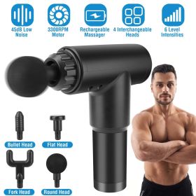 Percussion Massage Gun Rechargeable Deep Tissue Vibration Massager Handheld Leg Body Cordless Massager (Plug: US)