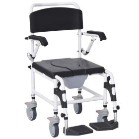 Bathroom Wheelchair, Commode Wheelchair, Rolling Shower Wheelchair with 4 Castor Wheels (Color: As Picture)