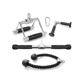 Strength Training Cable Machine Accessories Set for Indoor Gym (Color: Black & Silver)