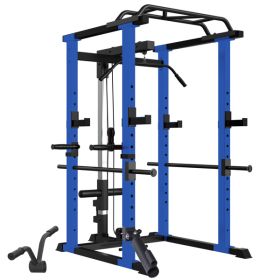 Home Gym sets Multi-functional Power Cage,Home Adjustable Pullup Squat Rack 1000Lbs Capacity Comprehensive Fitness Barbell Rack (Color: As Picture)